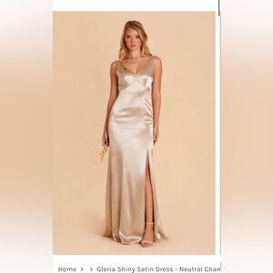 Birdy Grey Gloria Shiny Satin Dress Neutral Champagne